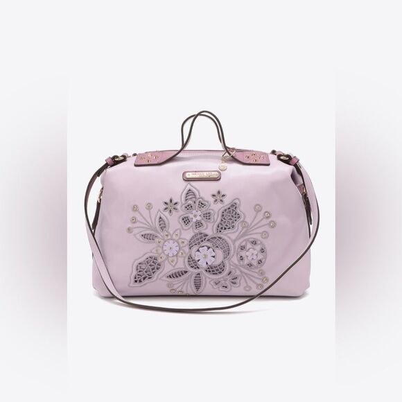 Nicole Lee USA Evolve Vegan Leather Handbag with Lazer Cut Flowers Floral - Picture 16 of 16